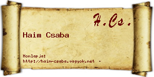 Haim Csaba névjegykártya